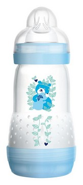 MAM Biberon 1er Age Anti-Colique 260ml Transparent Bleu
